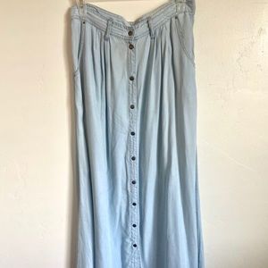 Denim button up maxi skirt
